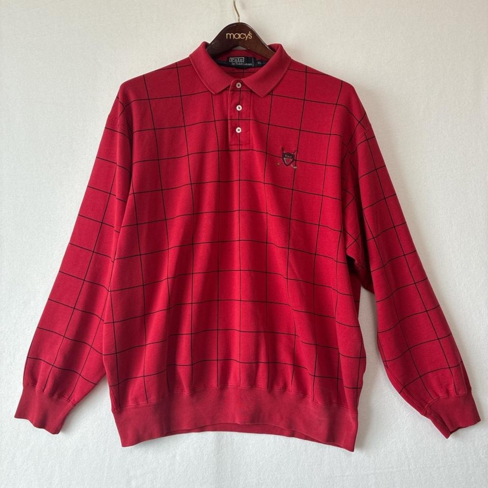 Vintage Red Polo Golf Ralph Lauren long sleeve polo shirt men's XL